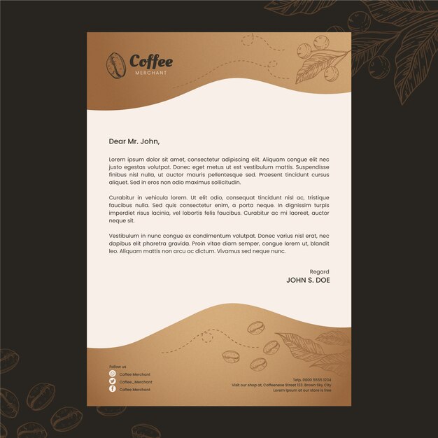 Hand drawn coffee shop letterhead