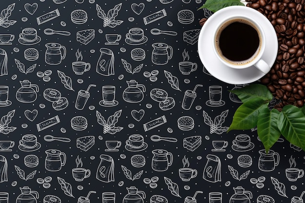 Free vector hand drawn coffee shop pattern background