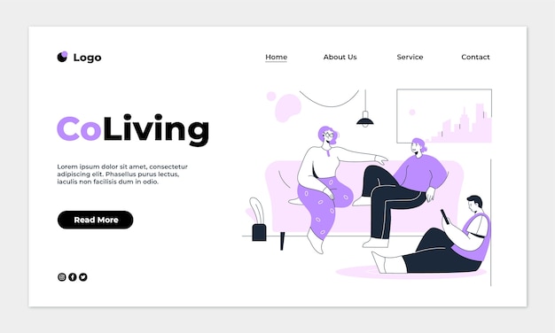 Hand drawn coliving landing page