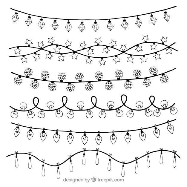 Hand drawn collection of christmas lights