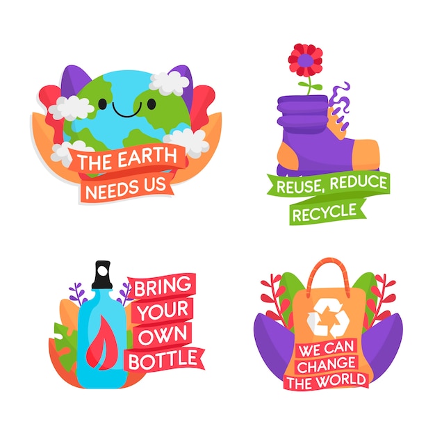 Hand drawn collection ecology badges