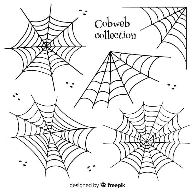 Hand drawn collection of halloween cobwebs