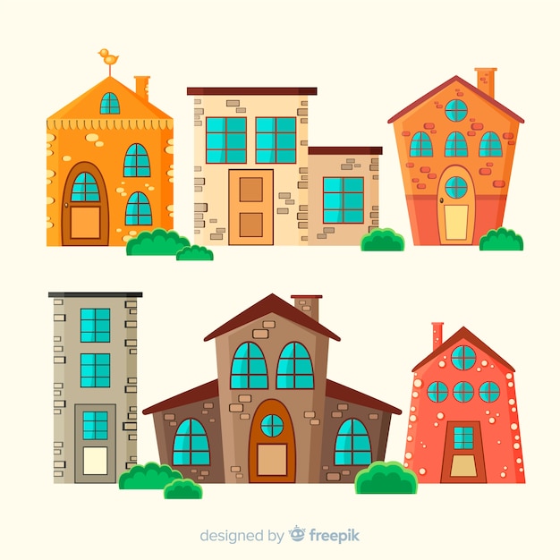 Free Vector hand drawn collection of houses