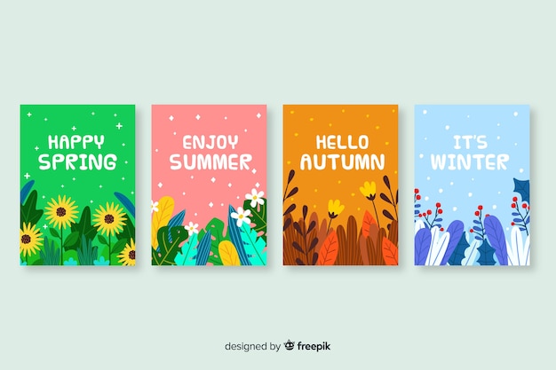 Free vector hand drawn collection of seasonal posters