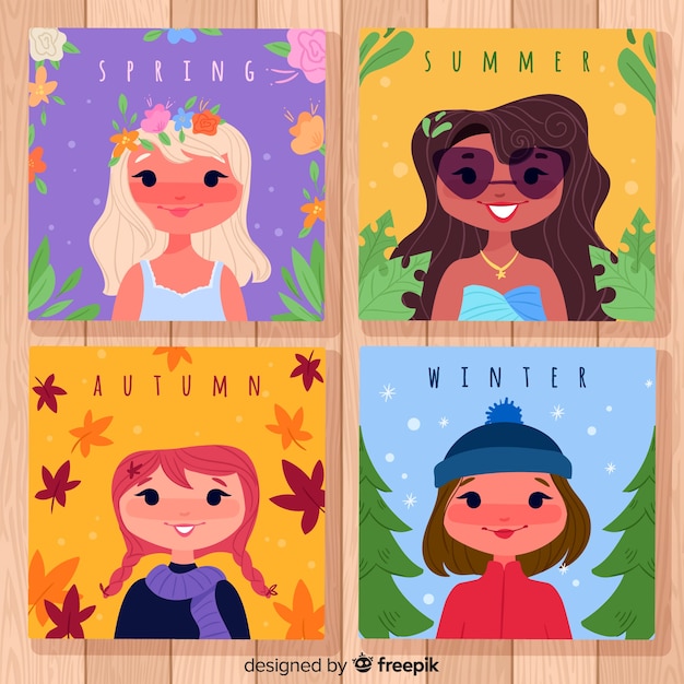 Free vector hand drawn collection of seasonal posters