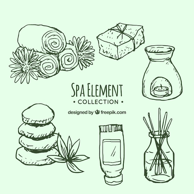 Free Vector hand drawn collection of spa attributes