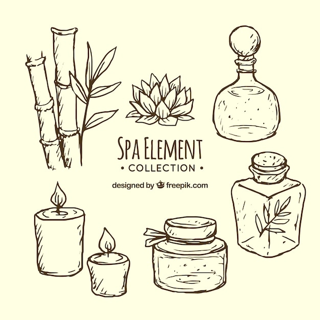 Free Vector hand drawn collection of spa attributes