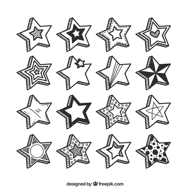 Hand drawn collection of stars