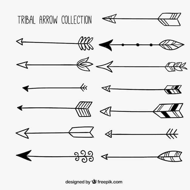 Free vector hand-drawn collection of tribal arrows