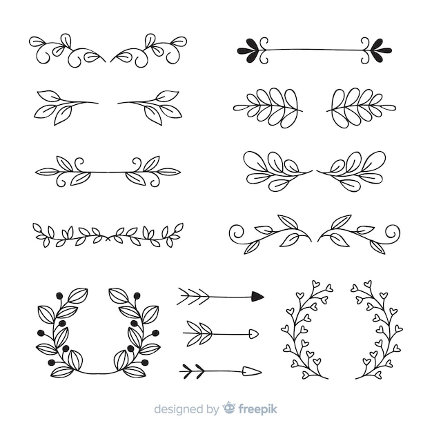 Hand drawn collection of wedding ornaments