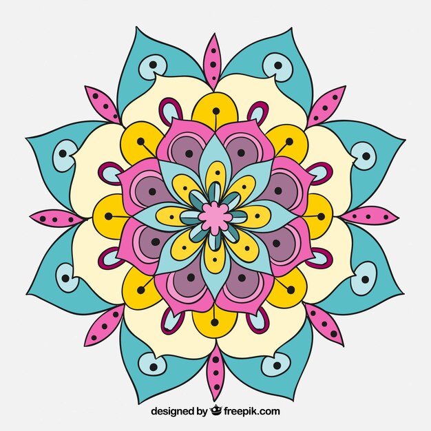 Hand drawn colored mandala