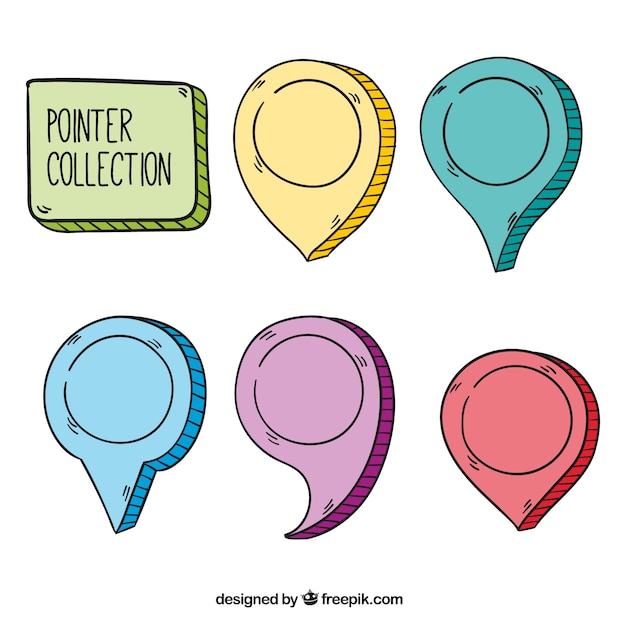 Free Vector  hand drawn colored pointers set