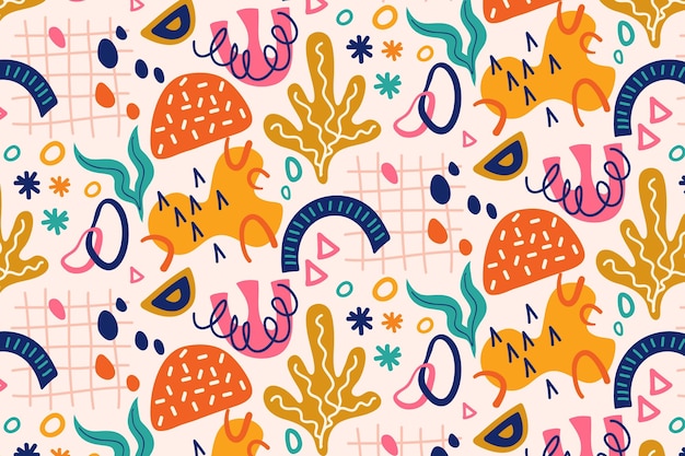 Free Vector hand drawn colorful abstract shapes pattern