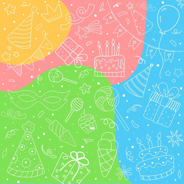 Hand drawn colorful birthday background