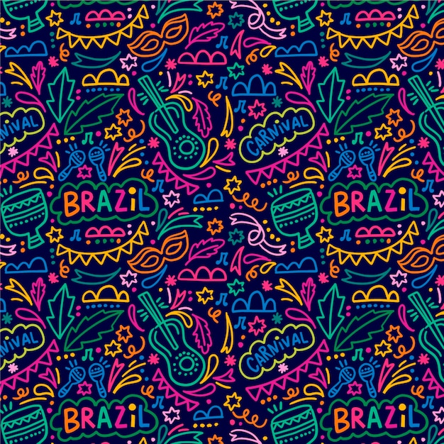 Hand drawn colorful brazilian carnival pattern