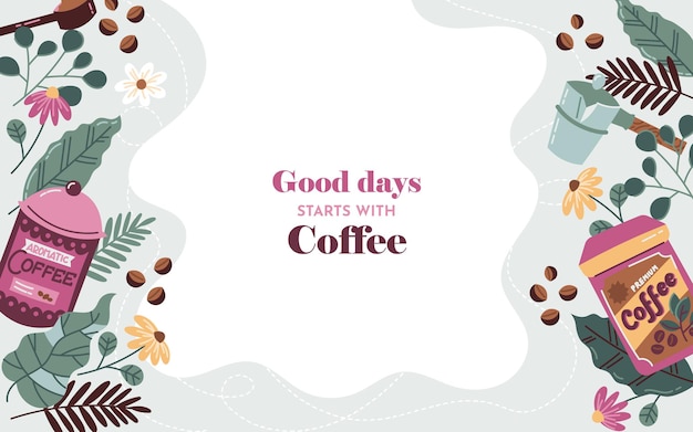 Hand drawn colorful coffee background