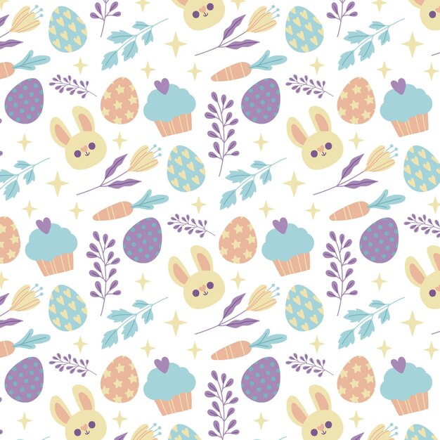 Hand drawn colorful easter pattern