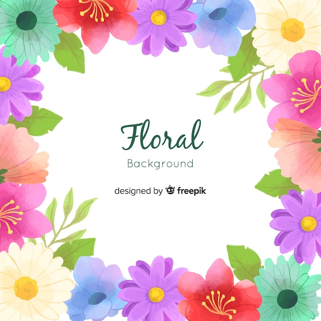 Hand drawn colorful floral background