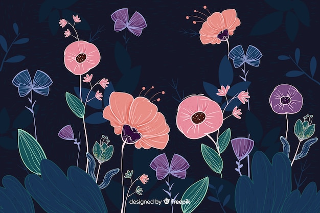 Free Vector hand drawn colorful floral background