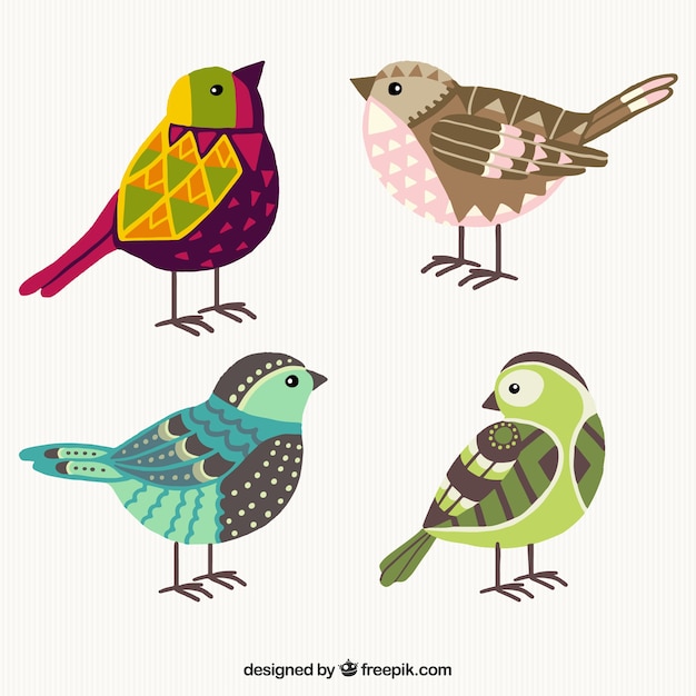 Free Vector hand drawn colorful geometric birds