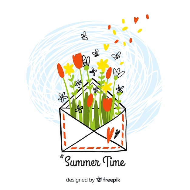 Free Vector hand drawn colorful  hello summer background