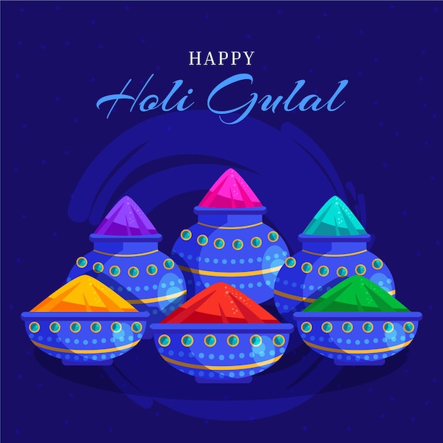 Hand drawn colorful holi gulal illustration