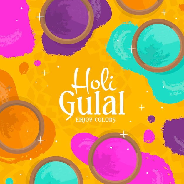 Hand drawn colorful holi gulal