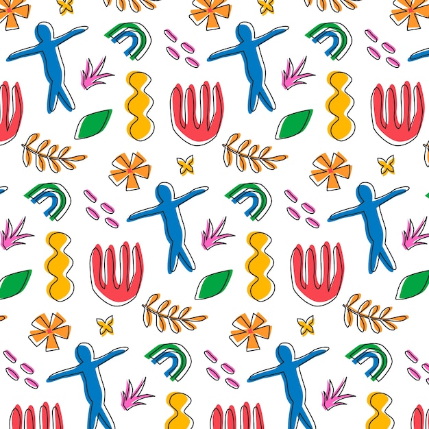 Free Vector hand drawn colorful matisse pattern design