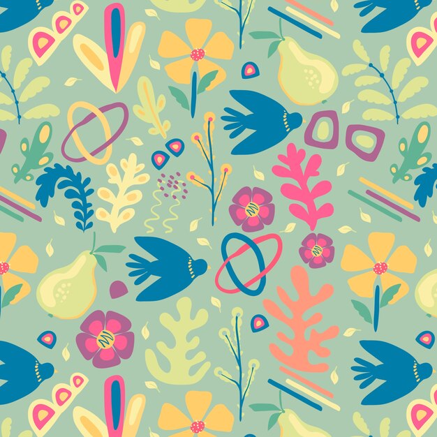 Hand drawn colorful matisse pattern design