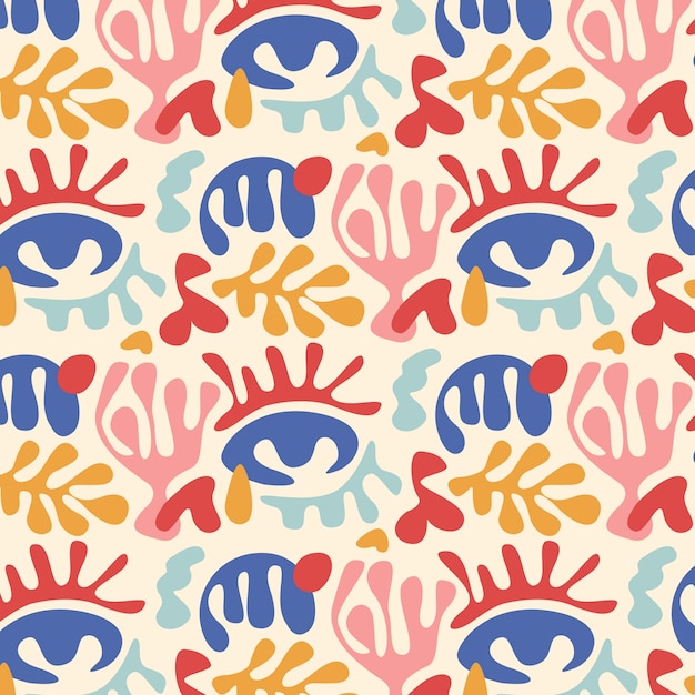 Free vector hand drawn colorful matisse pattern design