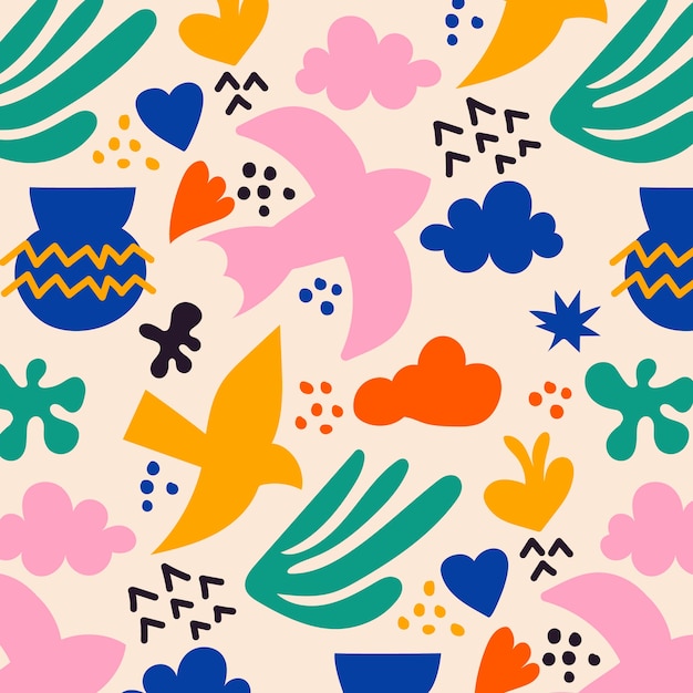 Hand drawn colorful matisse pattern