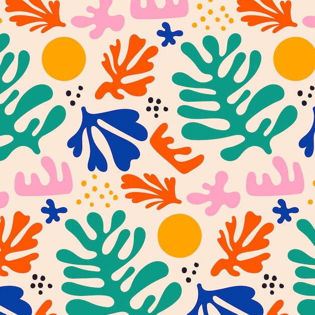 Hand drawn colorful matisse pattern