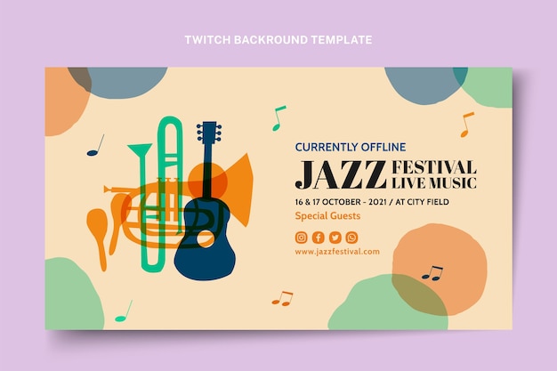 Free Vector hand drawn colorful music festival twitch background