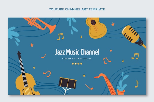 Free Vector hand drawn colorful music festival youtube channel art