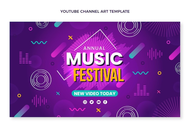 Hand drawn colorful music festival youtube channel