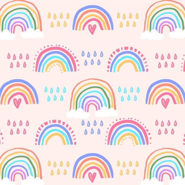 Hand drawn colorful rainbow pattern