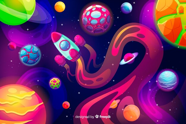 Hand drawn colorful space background