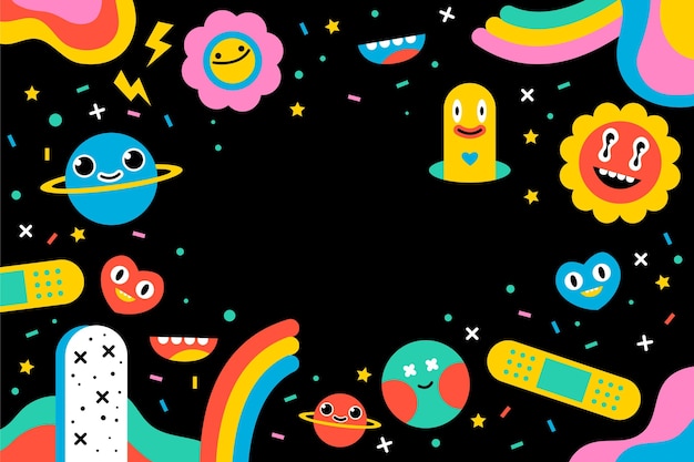 Hand drawn colorful trendy cartoon background