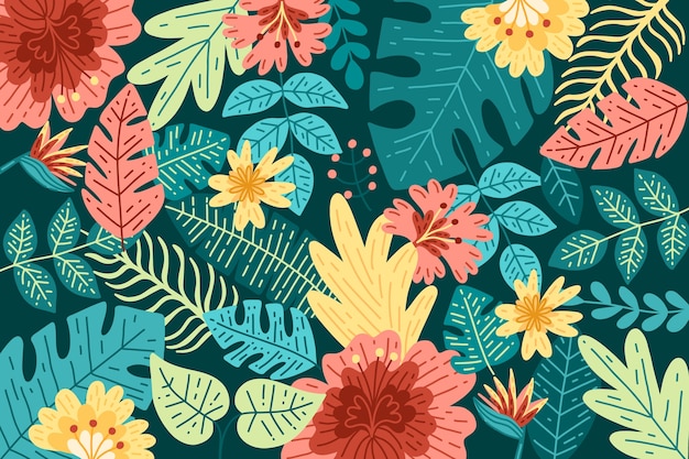 Hand drawn colorful tropical background