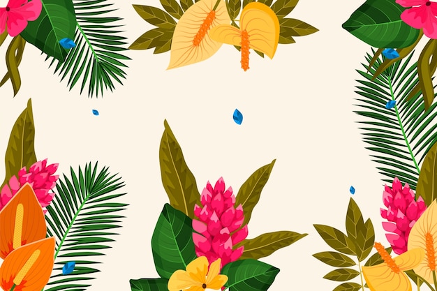 Hand drawn colorful tropical background