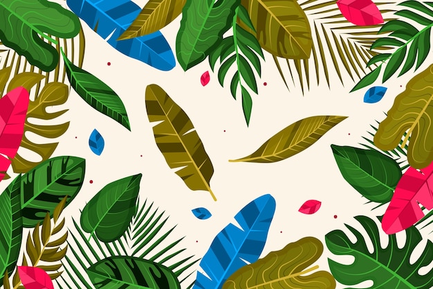 Hand drawn colorful tropical background