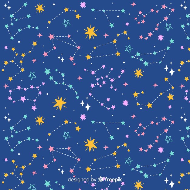 Hand drawn colorful zodiac pattern