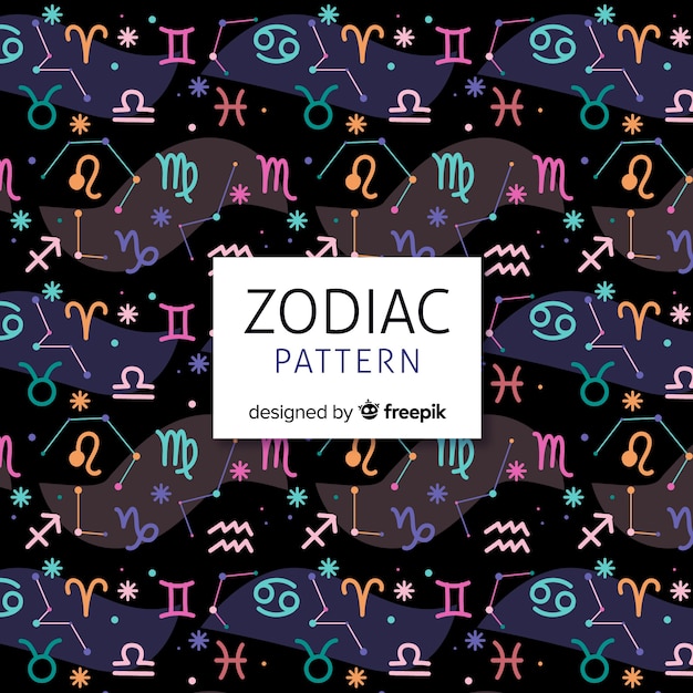 Free vector hand drawn colorful zodiac pattern