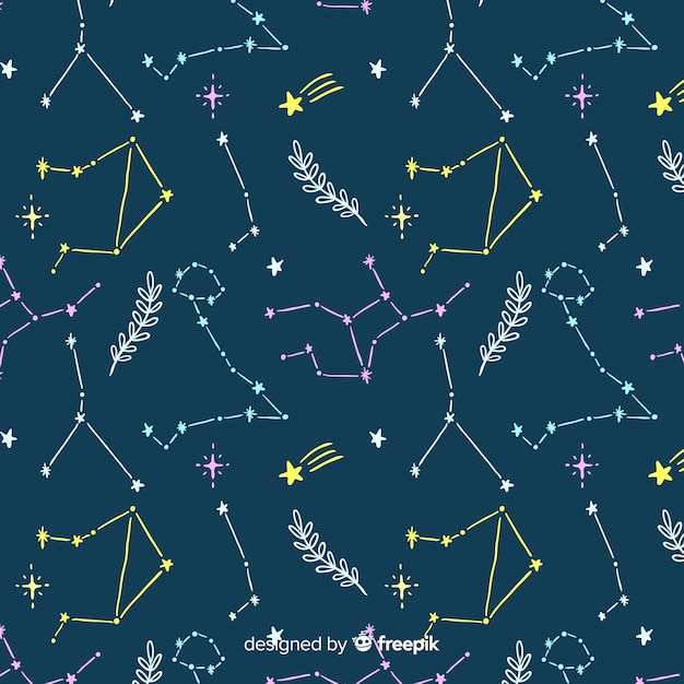 Hand drawn colorful zodiac pattern