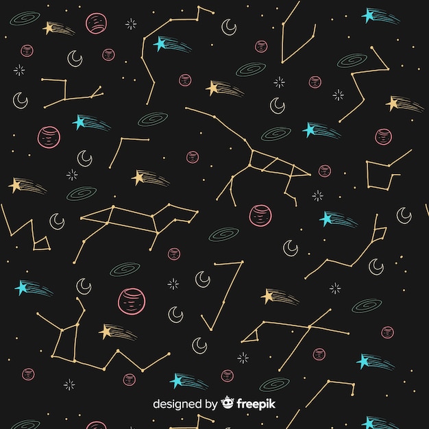 Free vector hand drawn colorful zodiac pattern