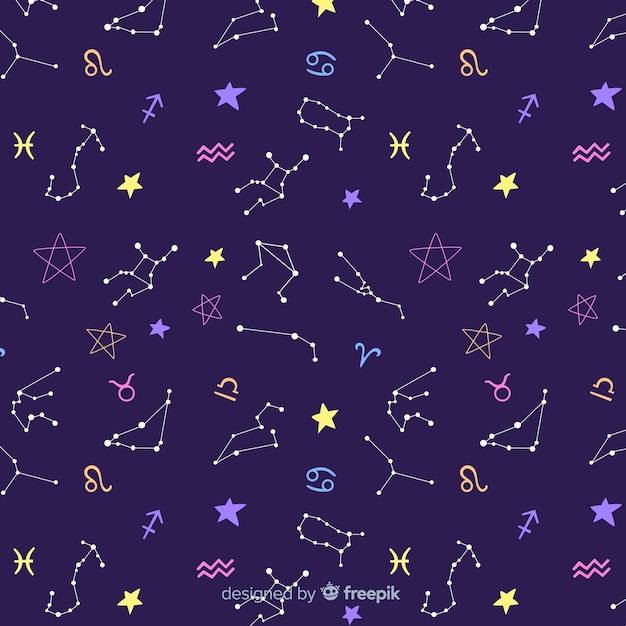 Hand drawn colorful zodiac pattern