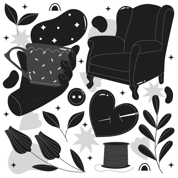 Free Vector hand drawn colorless illustrations