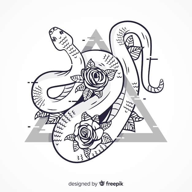 Hand drawn colorless snake illustration