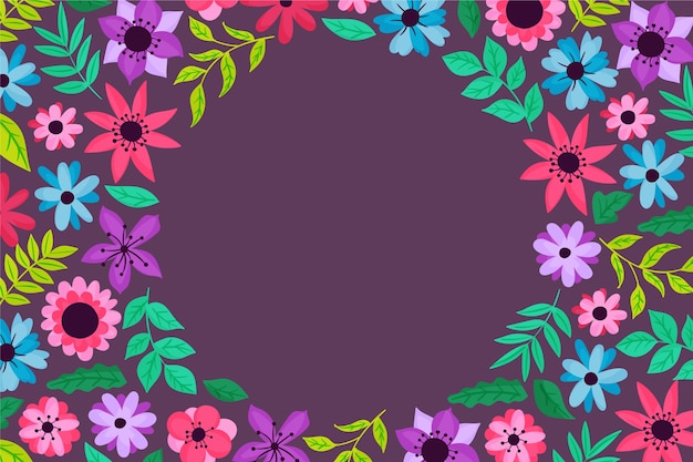 Hand drawn colorufl flowers background