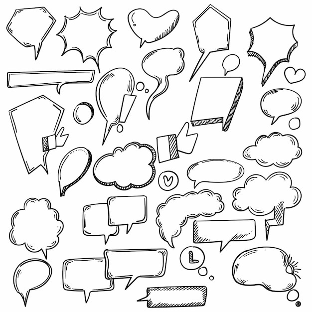 Hand drawn comic speech bubbles sketch design